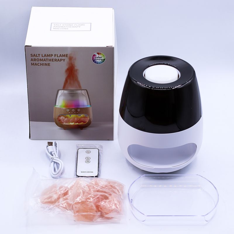 Salt Stone Flame Effect Aroma Diffuser - White USB - Colour Change and Timer