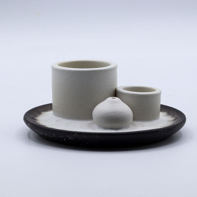 Palo Santo Stick & Smudge Holder - White & Grey