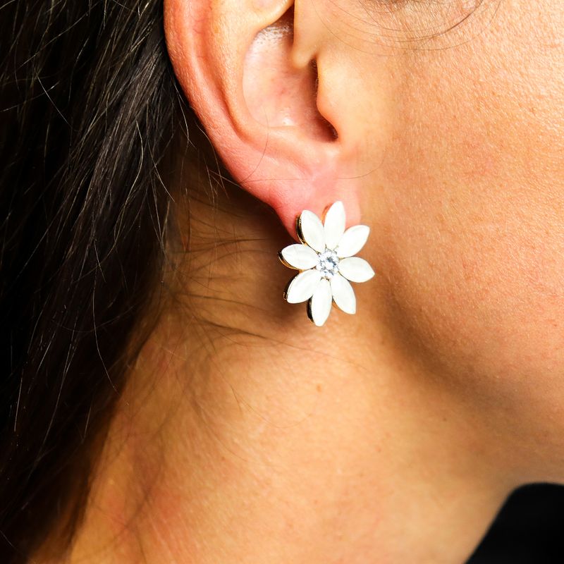 Nymph Aurora Flowers Glass Earrings - Pearl