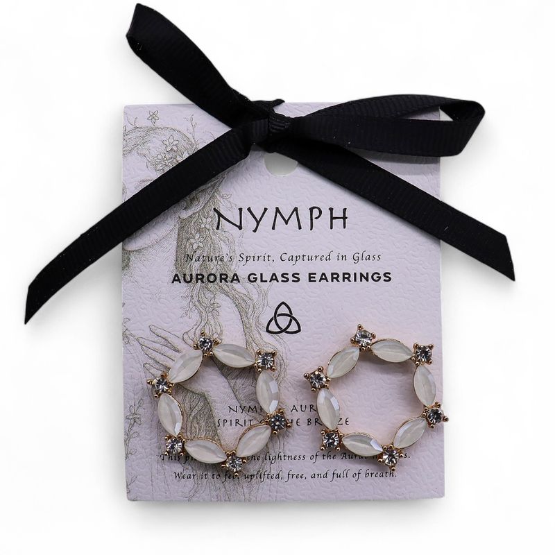 Nymph Aurora Loop Glass Earrings - Pearl