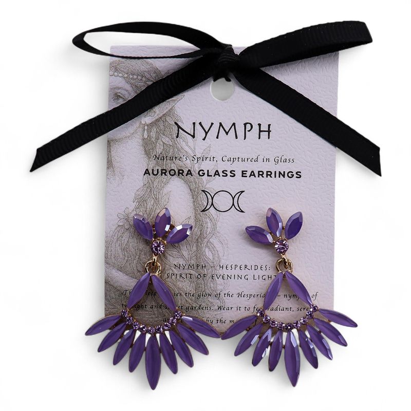 Nymph Aurora Long Drop Glass Earrings - Lavender