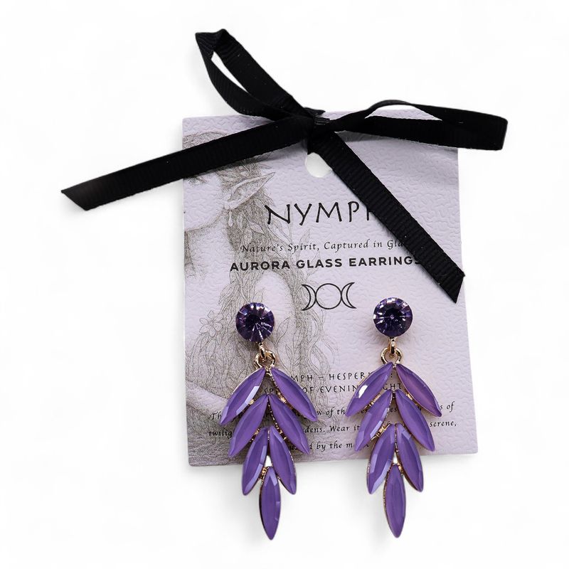 Nymph Aurora Fairies Glass Earrings - Lavender