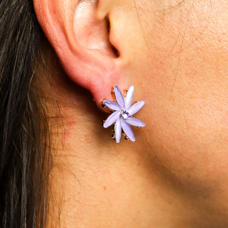Nymph Aurora Flowers Glass Earrings - Lavender