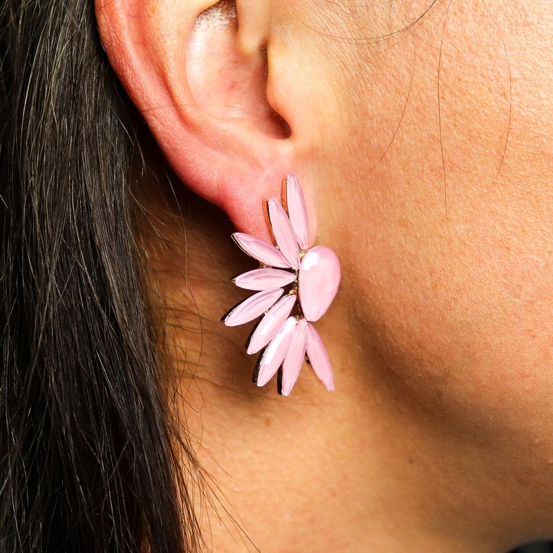 Nymph Aurora Angel Wings Glass Earrings - Rose Quartz