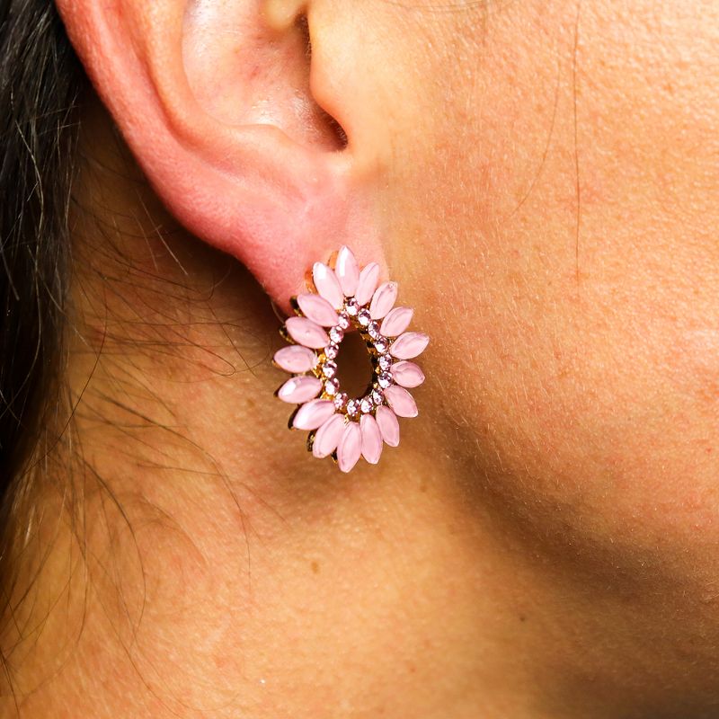 Nymph Aurora Loop Glass Earrings - Rose Quartz
