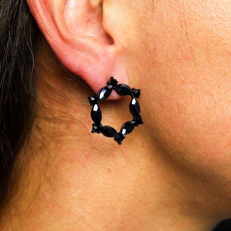 Nymph Aurora Loop Glass Earrings - Jet Black