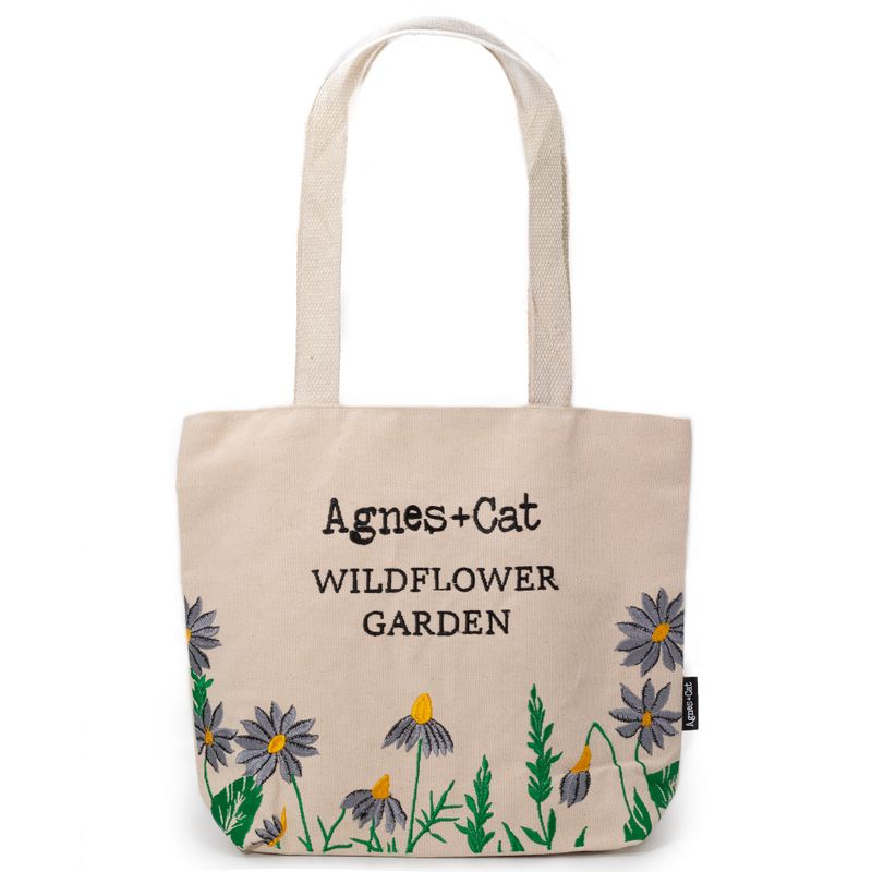 Wildflower Garden Purple Flowers - Cotton Tote with Embroidery