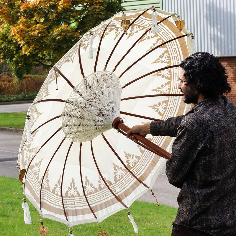 Bali Patio Parasol - Canvas - Natural Decor - 1.5m