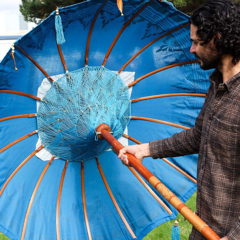 Bali Patio Parasol - Cotton - Turquoise Decor - 1.5m