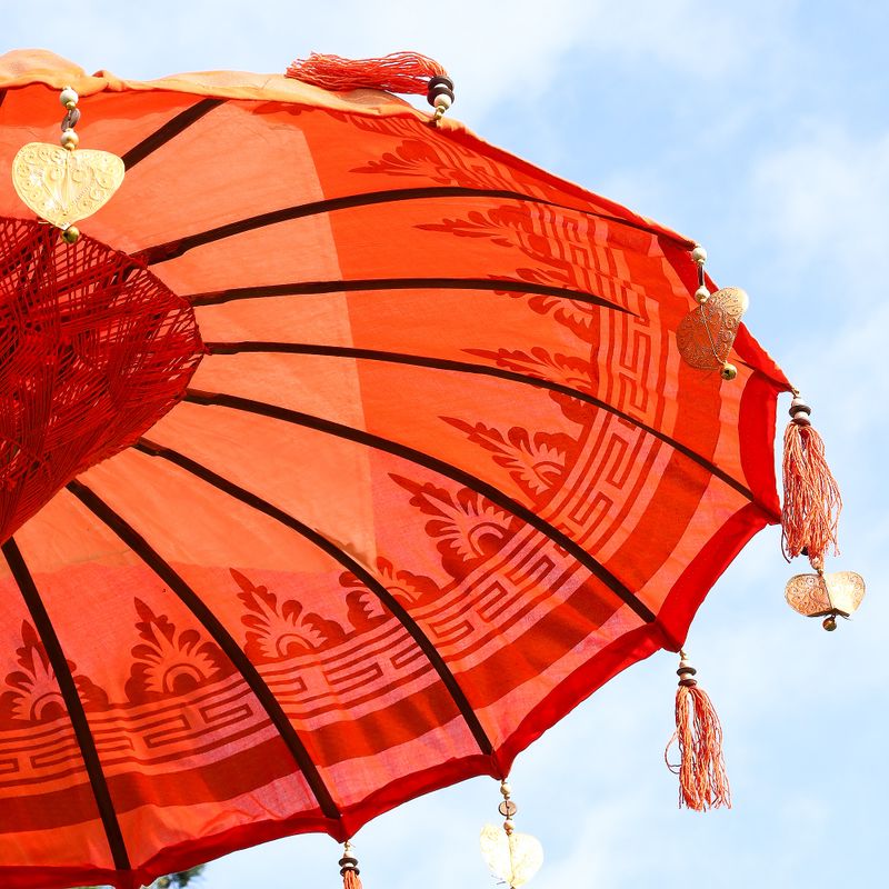 Bali Patio Parasol - Cotton - Orange Decor - 1.5m