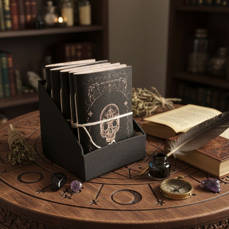 Assorted Witch Ritual Notebooks - Leather (6x4.5") - Display case