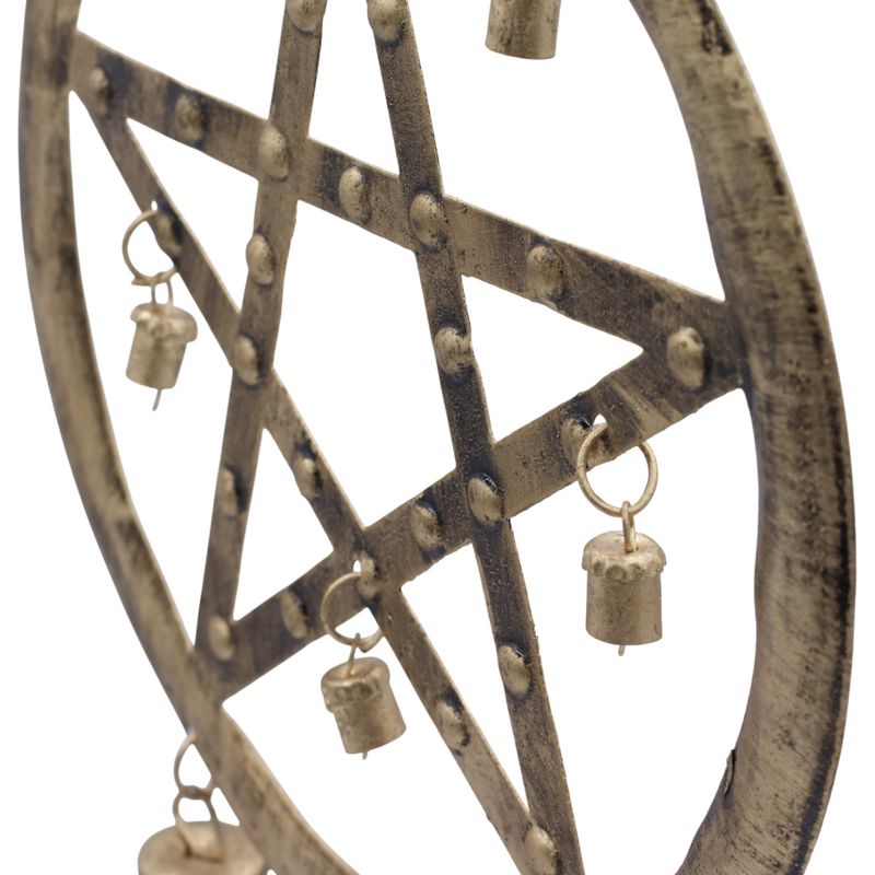 Indian Chimes - Iron Pentagram with Cow Bells - 25x49cm