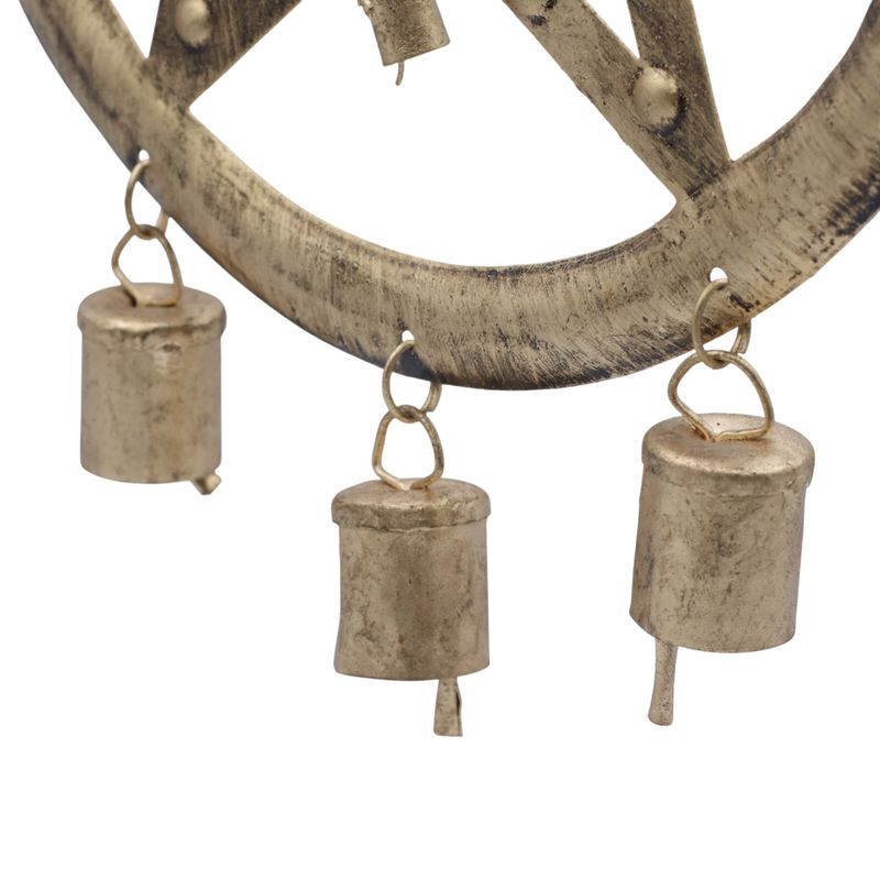 Indian Chimes - Iron Pentagram with Cow Bells - 25x49cm