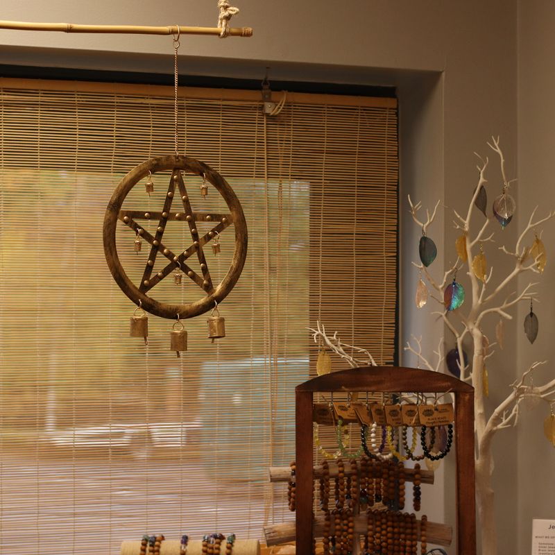 Indian Chimes - Iron Pentagram with Cow Bells - 25x49cm