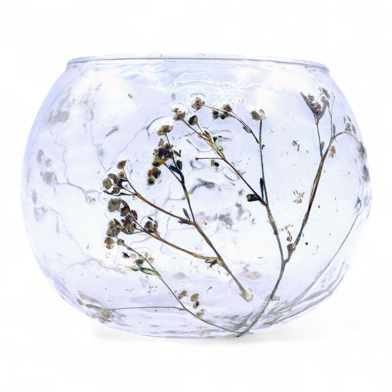 Natural Floral Glass - Bowl Candle Holder - Margarita - (8x10cm)