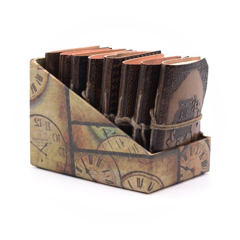 Assorted Small Esoteric Leather Notebooks (4x3") - Display case