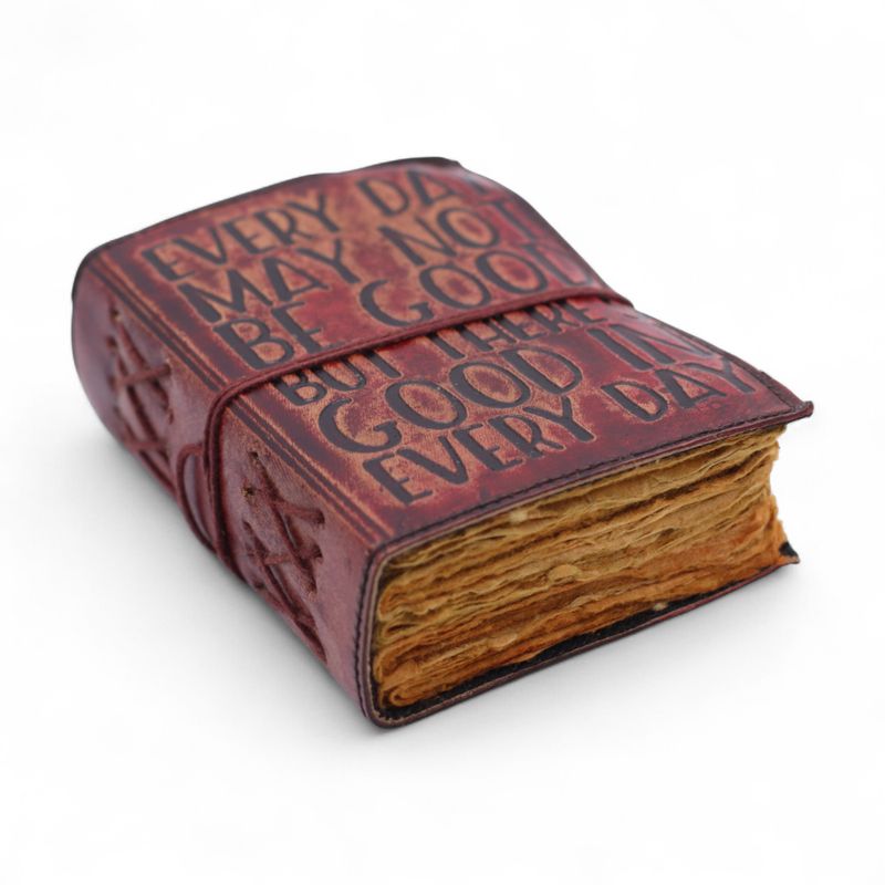 Thick Deckled Edge Leather Notebook (5x3.5") - Every Day May Not Be Good