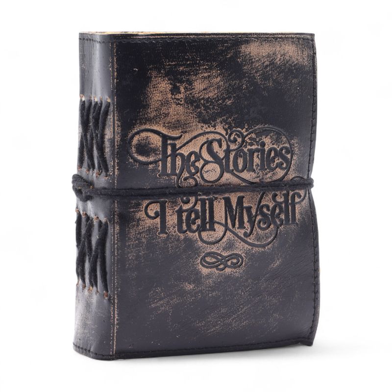 Thick Deckled Edge Leather Notebook (5x3.5") - The Stories I Tell Myself