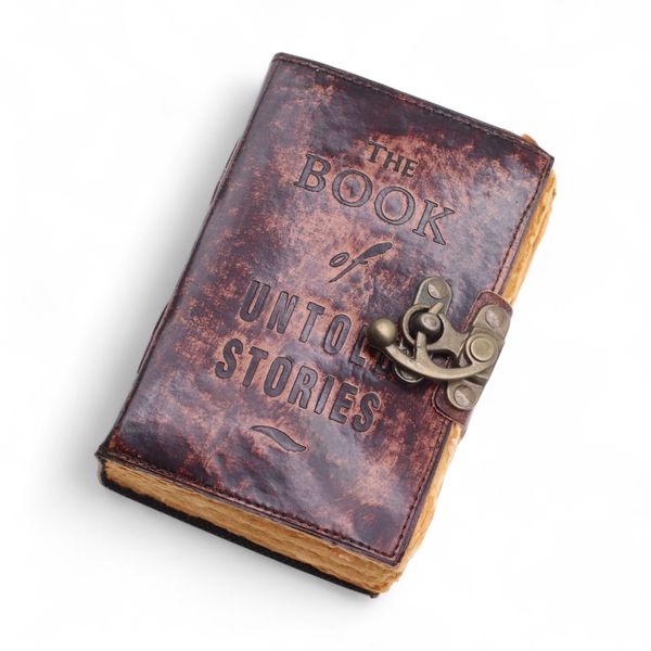 Thick Deckled Edge Leather Notebook (6x4") - The Book of Untold Stories