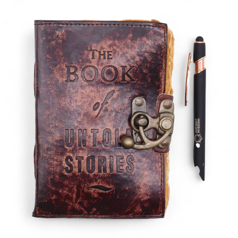 Thick Deckled Edge Leather Notebook (6x4") - The Book of Untold Stories