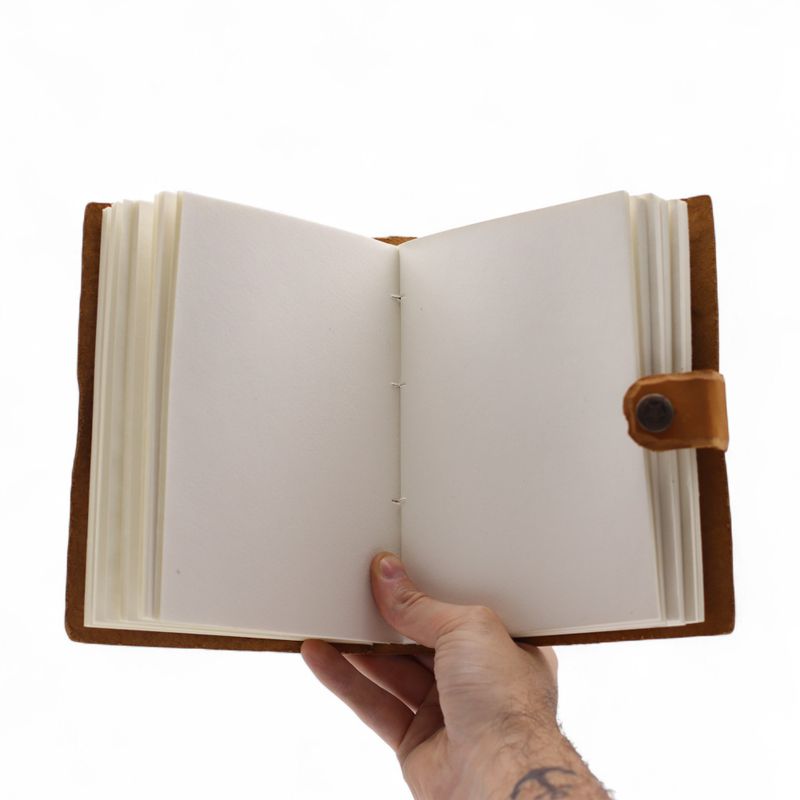 Leather Embossed Notebook (7x5") - Tan Floral Pattern - 200 Pages
