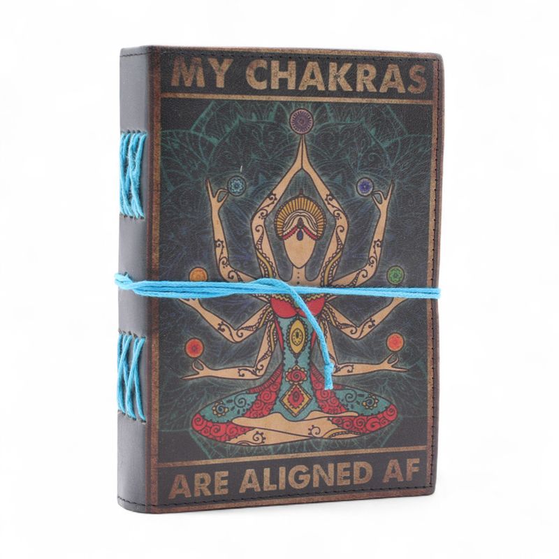 Leather Printed Notebook (7x5") - My Chakras are Aligned AF - 200 pages - Plain paper