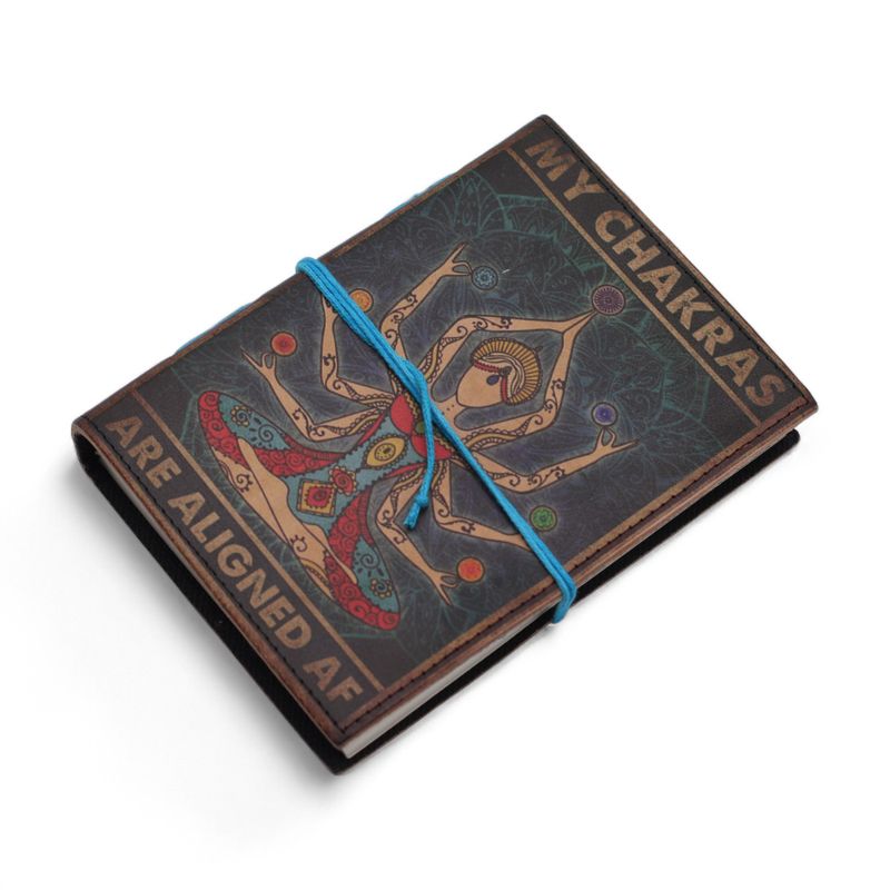 Leather Printed Notebook (7x5") - My Chakras are Aligned AF - 200 pages - Plain paper