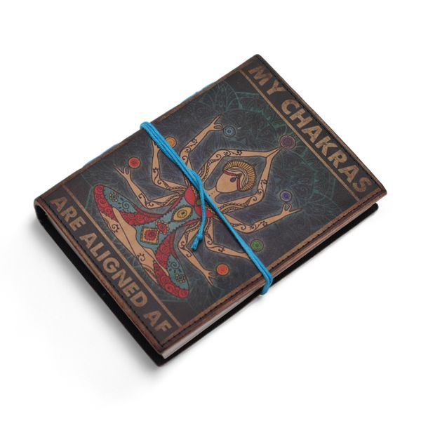 Leather Printed Notebook (7x5") - My Chakras are Aligned AF - 200 pages - Plain paper