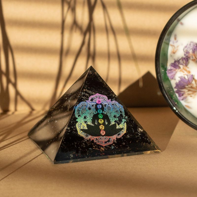 Small Organite Pyramids 5.5x4.5cm - Chakra Buddha - Black Tourmaline Chips