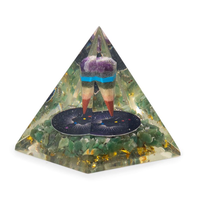 Med Organite Pyramids 7x6cm - Pendulum - Green Adventurine Chips