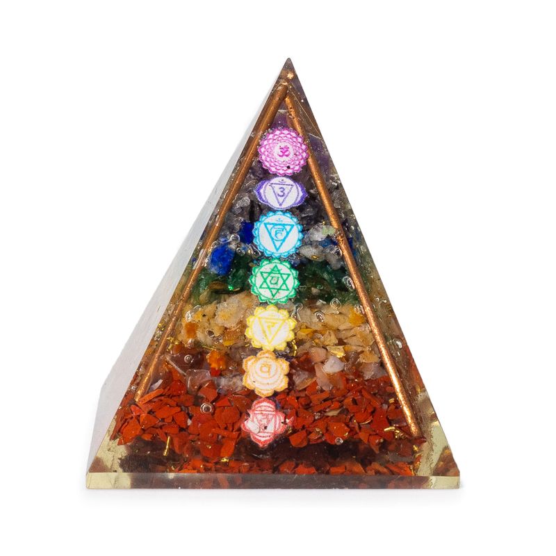 Med Organite Pyramids 7x6cm - Copper Bars - 7 Charkra Chips