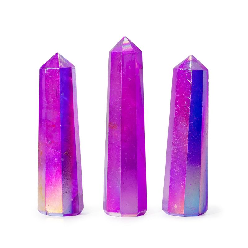 Gemstone Obelisk Points approx 9cm - Aurora Crystal Quartz - Purple