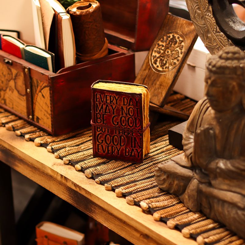 Thick Deckled Edge Leather Notebook (5x3.5") - Every Day May Not Be Good
