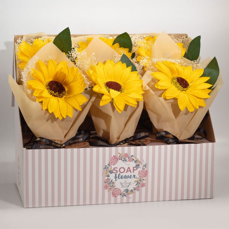 Box of Ready to Retail Soap Flower - Single Sunflower Bouquet
