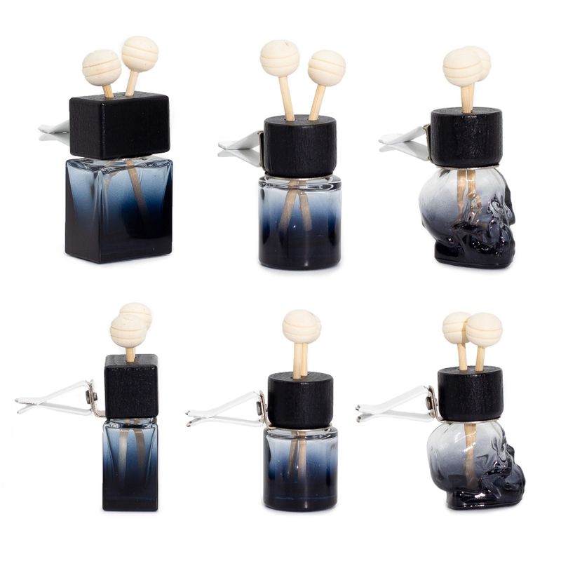 Black - Car Diffuser Vent Attach Bottles - 8ml - (3 assorted designs x 4)
