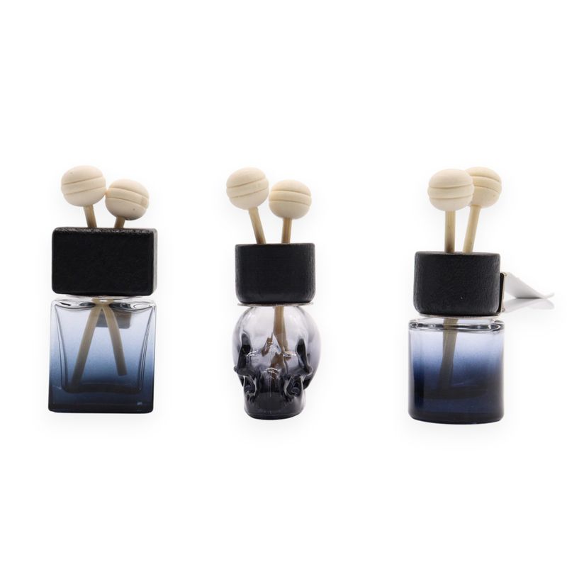 Black - Car Diffuser Vent Attach Bottles - 8ml - (3 assorted designs x 4)