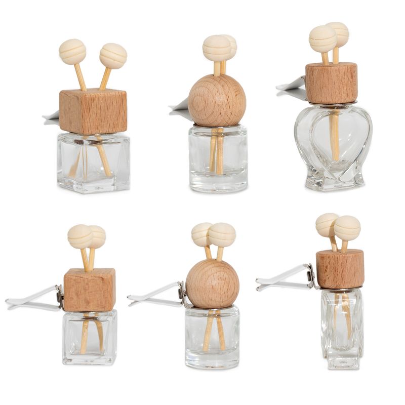 Clear- Car Diffuser Vent Attach Bottles - 8ml - (3 assorted designs x 4)