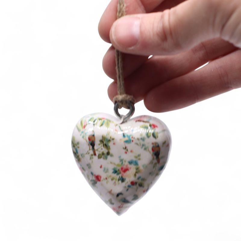 Large Decor Wood Hearts - Victorian Flower - in Display Jar