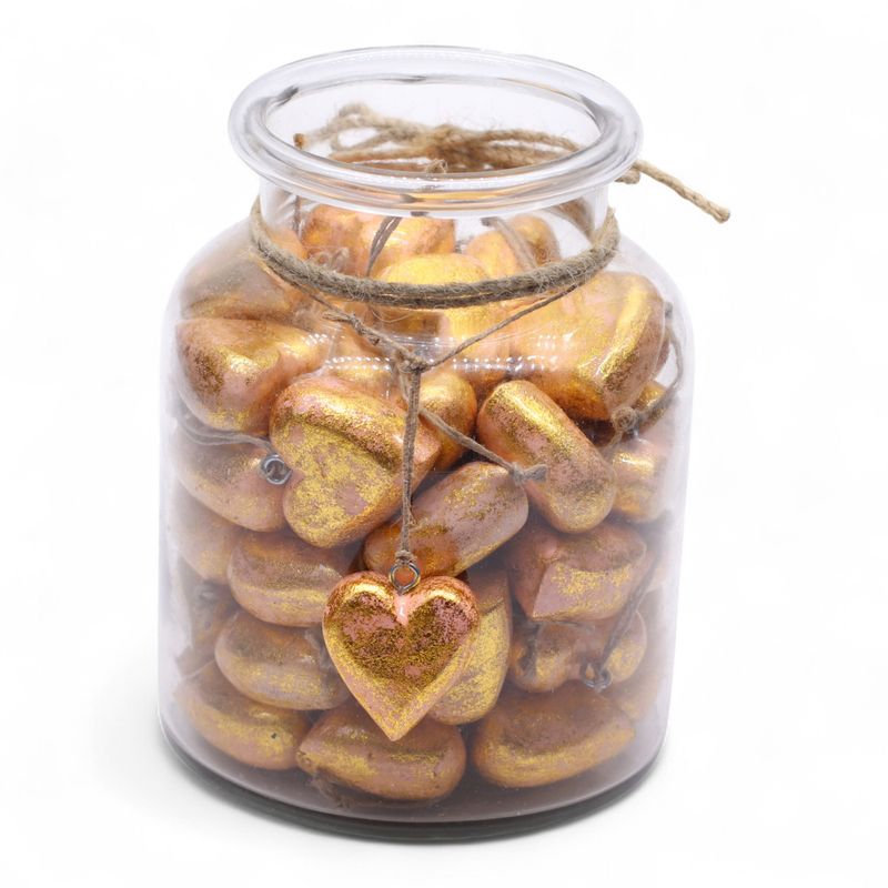 Large Decor Wood Hearts - Rose Gold - in Display Jar