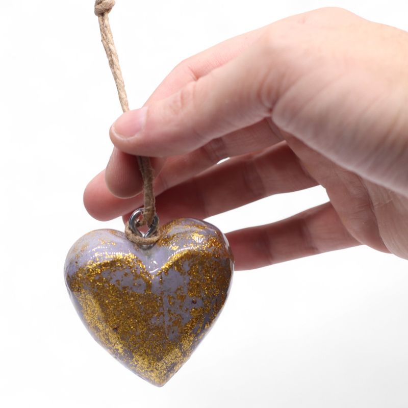 Large Decor Wood Hearts - Lavender Gold - in Display Jar
