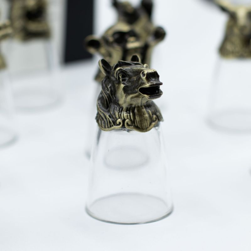Gift Set of 12 Bottom Up Shot Glasses (25ml) - Chinese Zodiac Creatures
