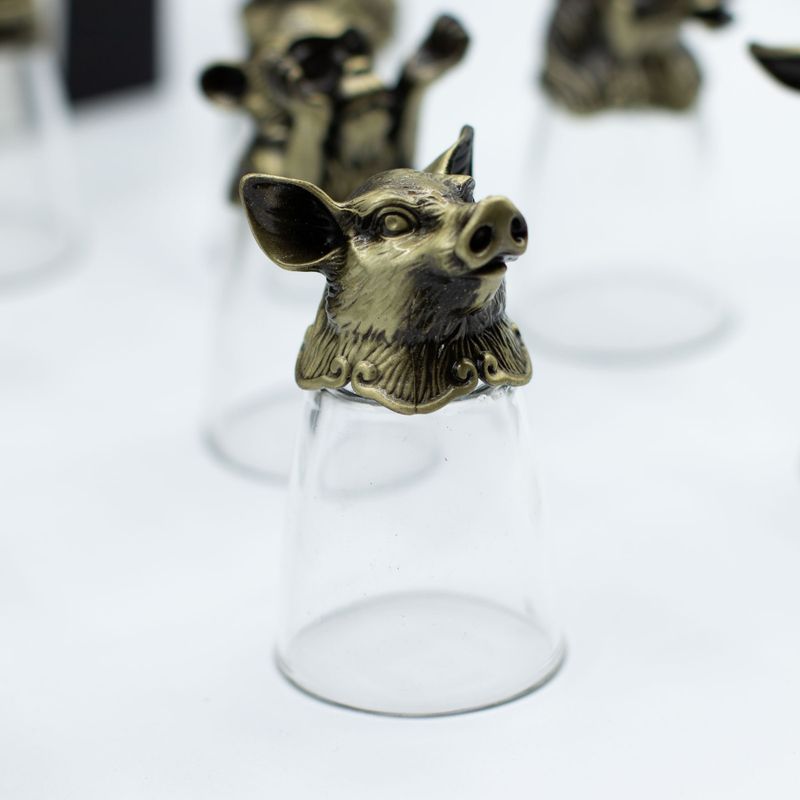 Gift Set of 12 Bottom Up Shot Glasses (25ml) - Chinese Zodiac Creatures