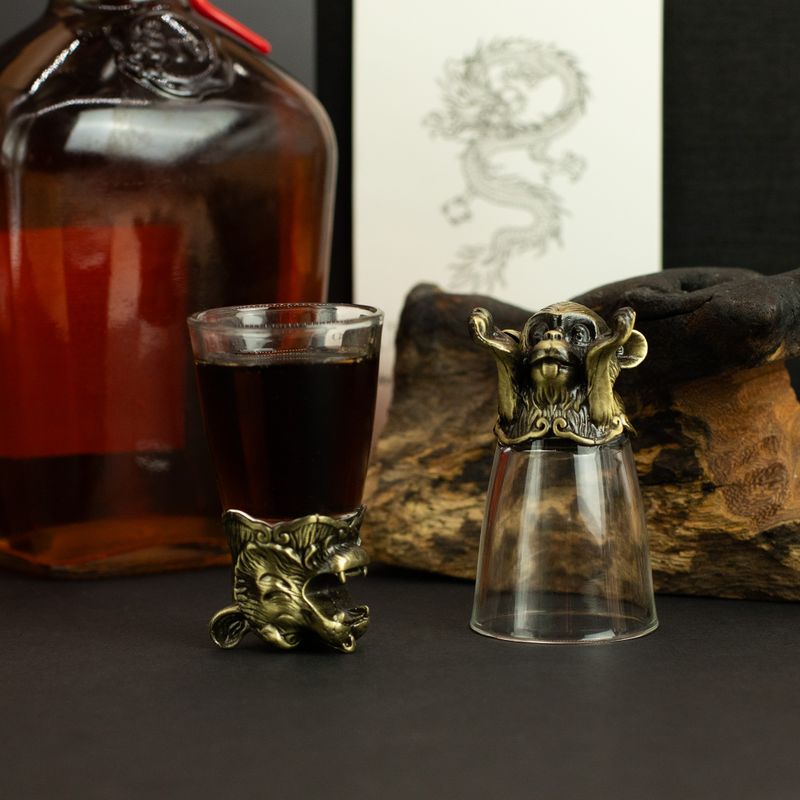 Gift Set of 12 Bottom Up Shot Glasses (25ml) - Chinese Zodiac Creatures