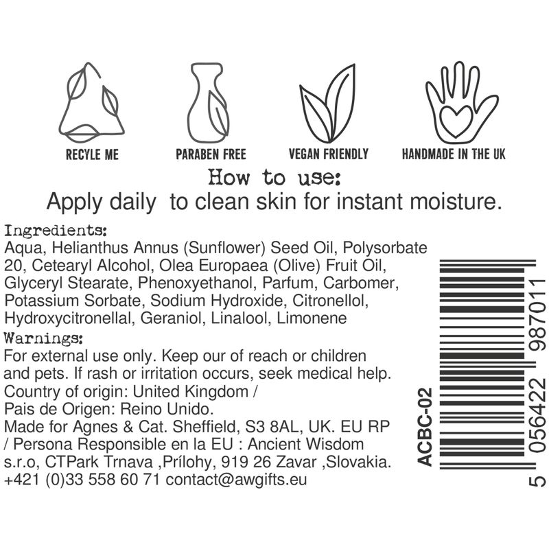 Agnes + Cat Hand & Body Cream - Sea Salt & Moss - 300ml