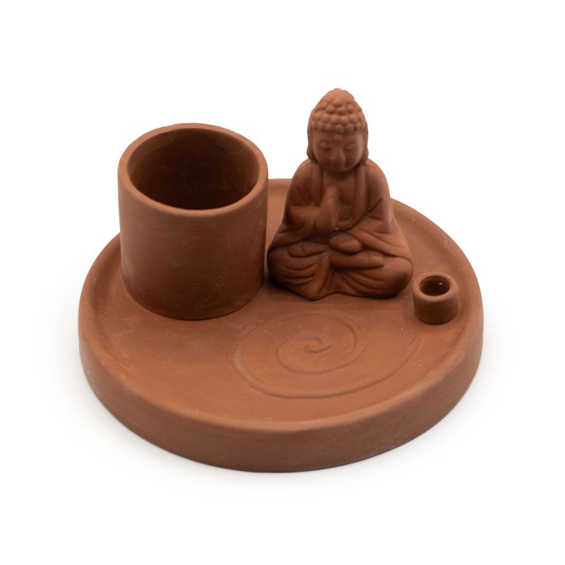 Buddha Incense Plate - Natural Terracotta Style