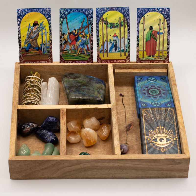 Four Section Celestial Tarot Box with Card Holder