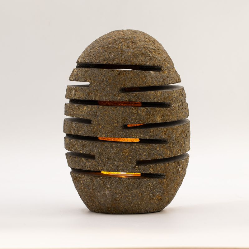 Natural Riverstone Candle Holder - Standing Stone Cut