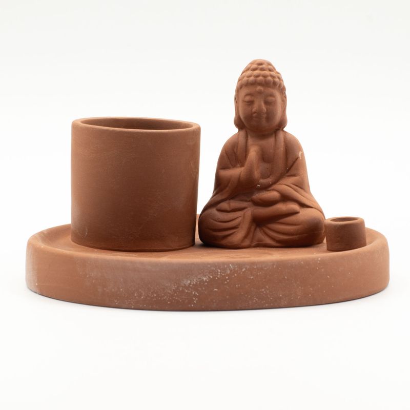 Buddha Incense Plate - Natural Terracotta Style