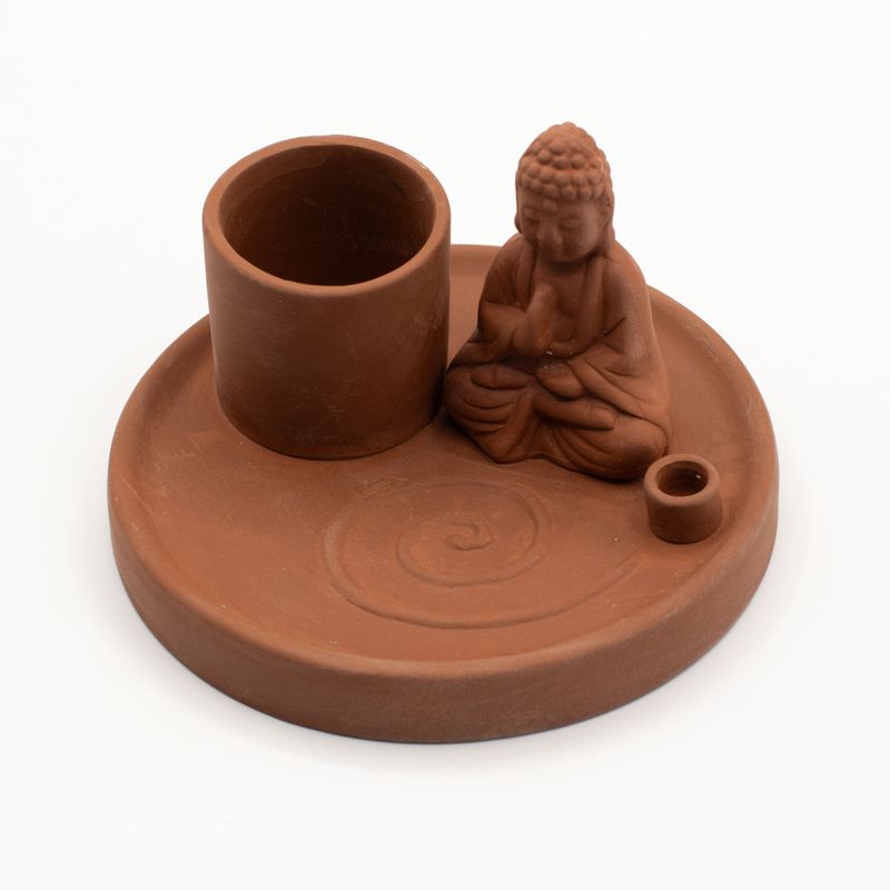 Buddha Incense Plate - Natural Terracotta Style
