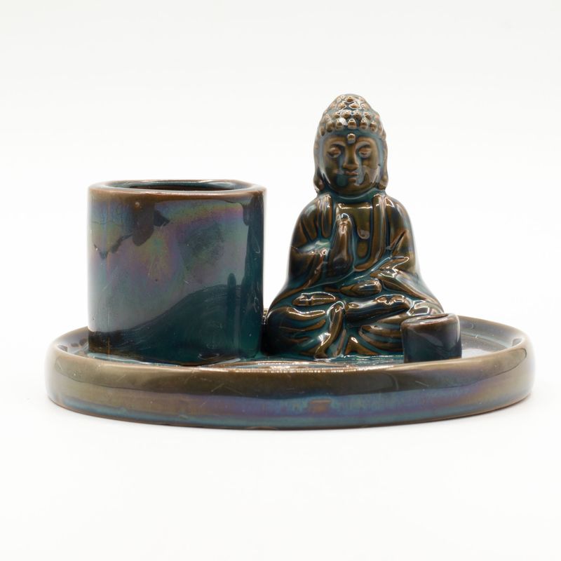 Buddha Incense Plate - Ceramic Blue